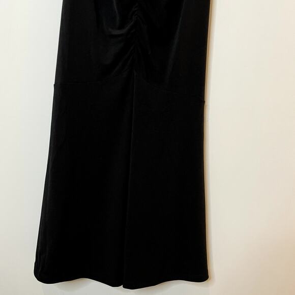 J.Crew Ruched Center Seam Dress Matte Jersey Midi Sleeveless LBD CI890 Black XS - Picture 11 of 14